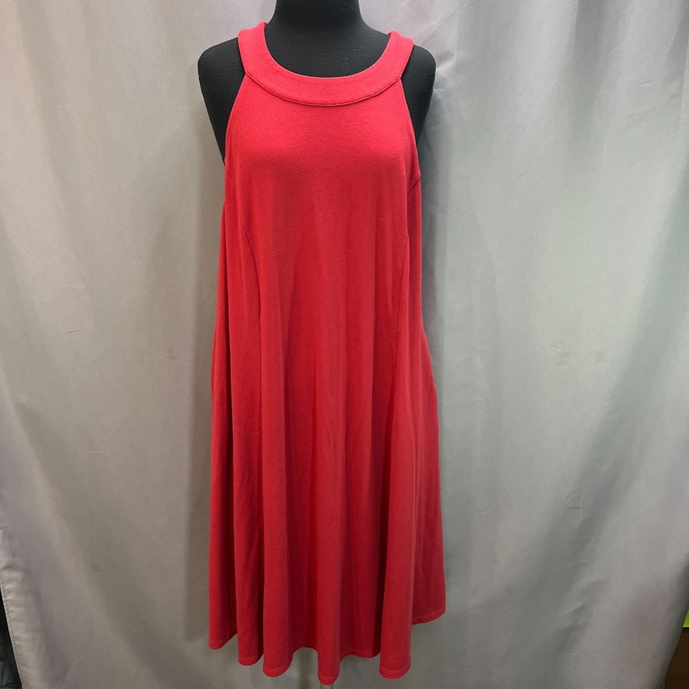 Torrid Mini Rib Trapeze Midi Dress Womens 4 Red Keyhole Back Sleeveless Cocktail